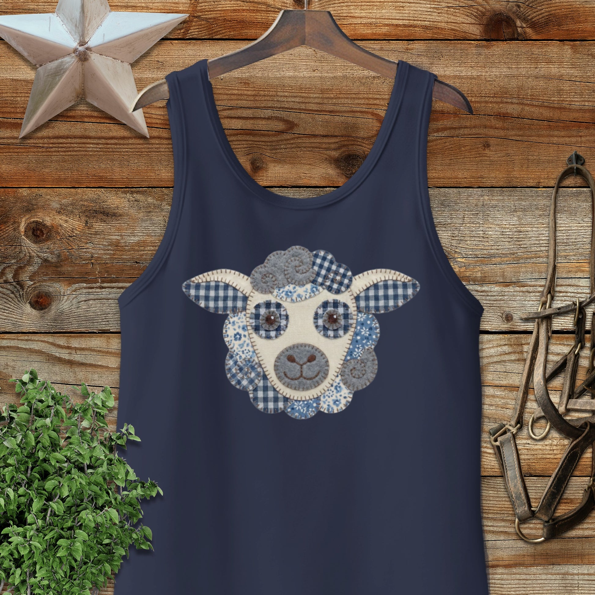 Faux Patchwork Sheep Tank Top