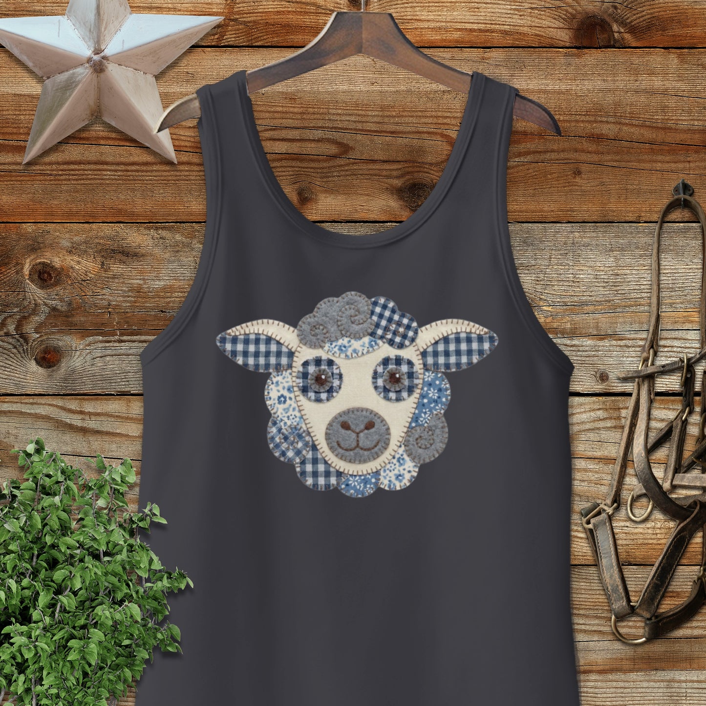 Faux Patchwork Sheep Tank Top