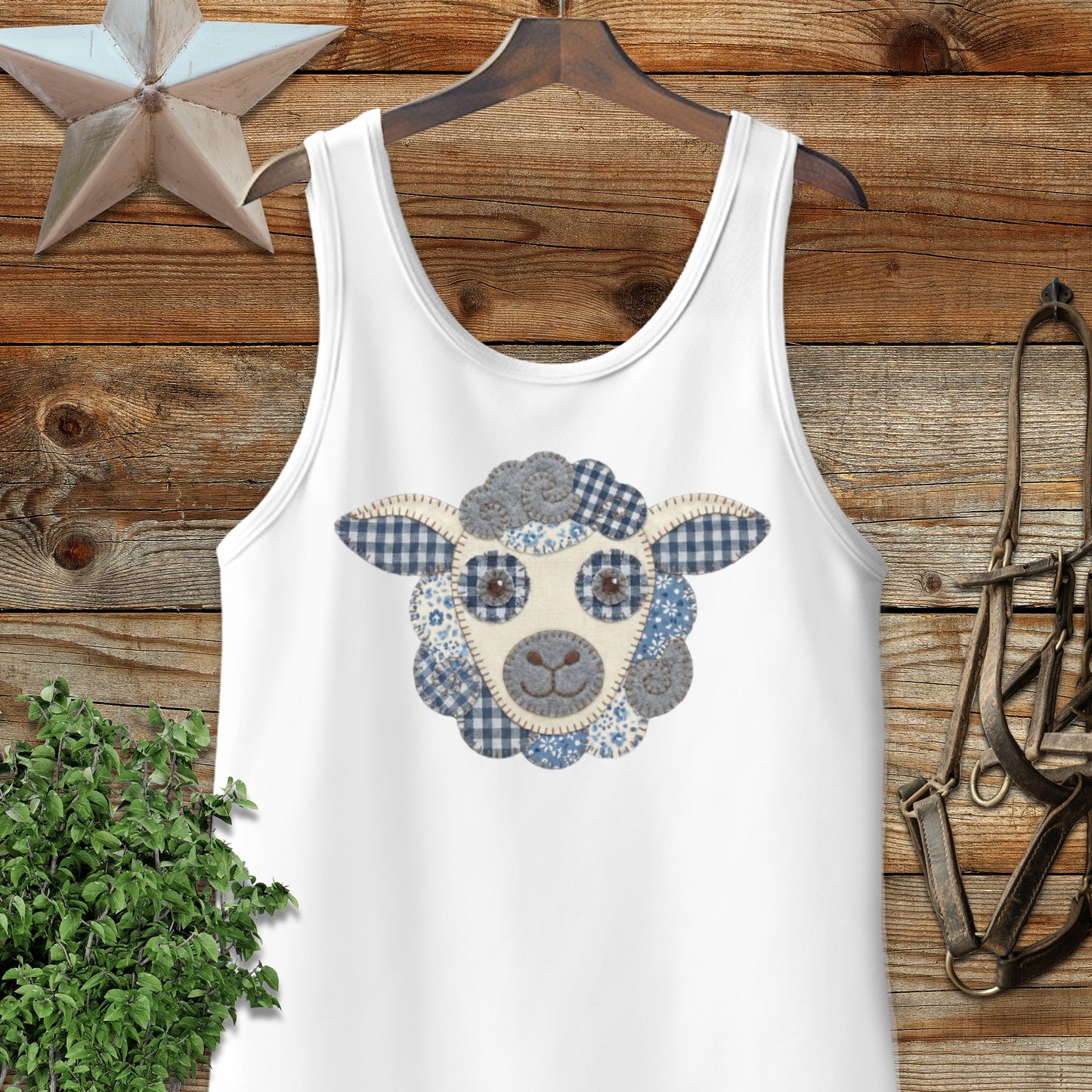 Faux Patchwork Sheep Tank Top