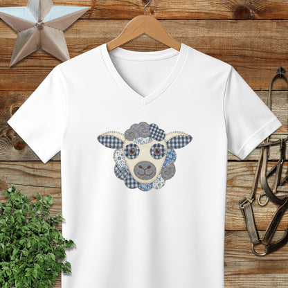 Faux Patchwork Sheep V-neck