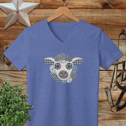 Faux Patchwork Sheep V-neck