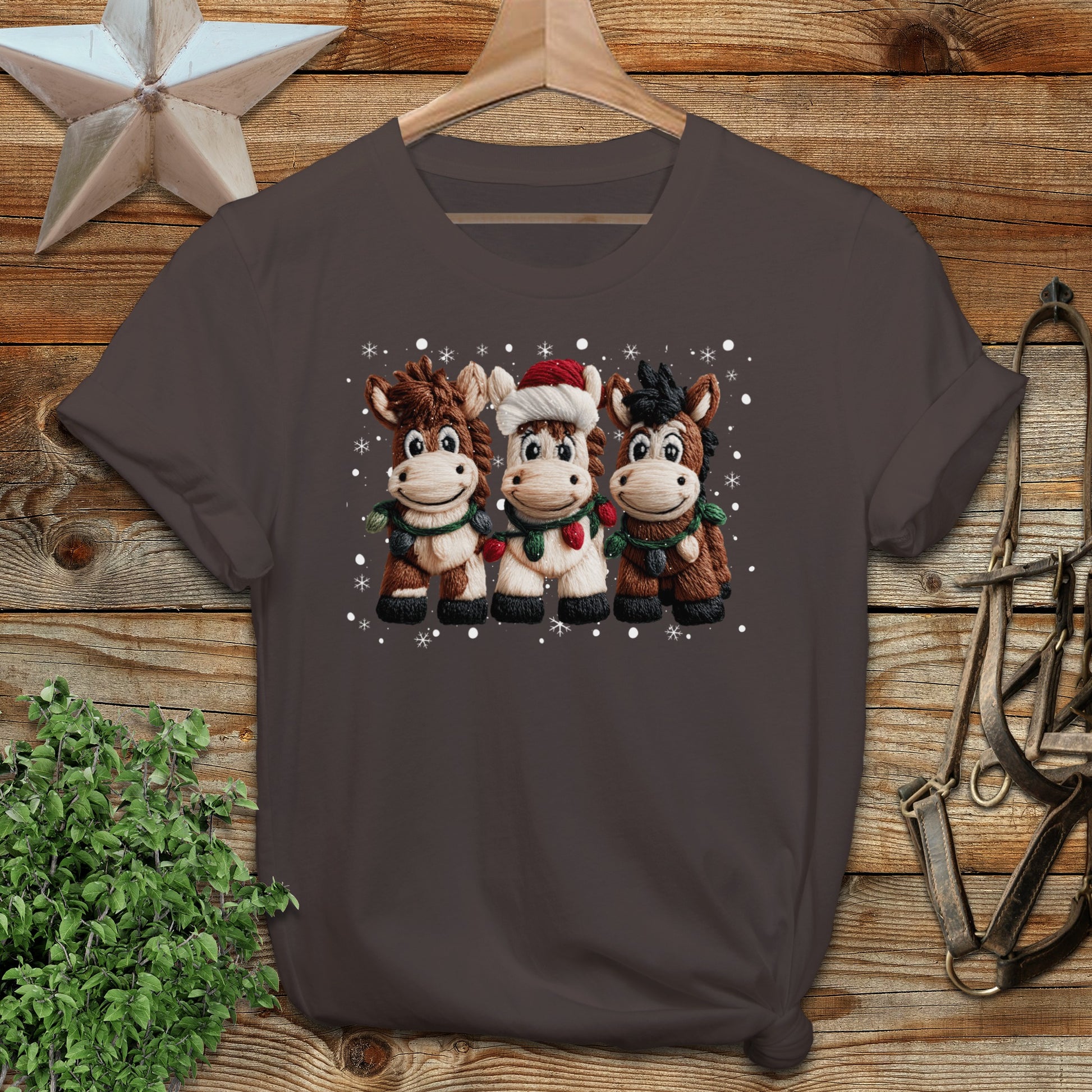 Faux Yarn Christmas Horse Softstyle Tee