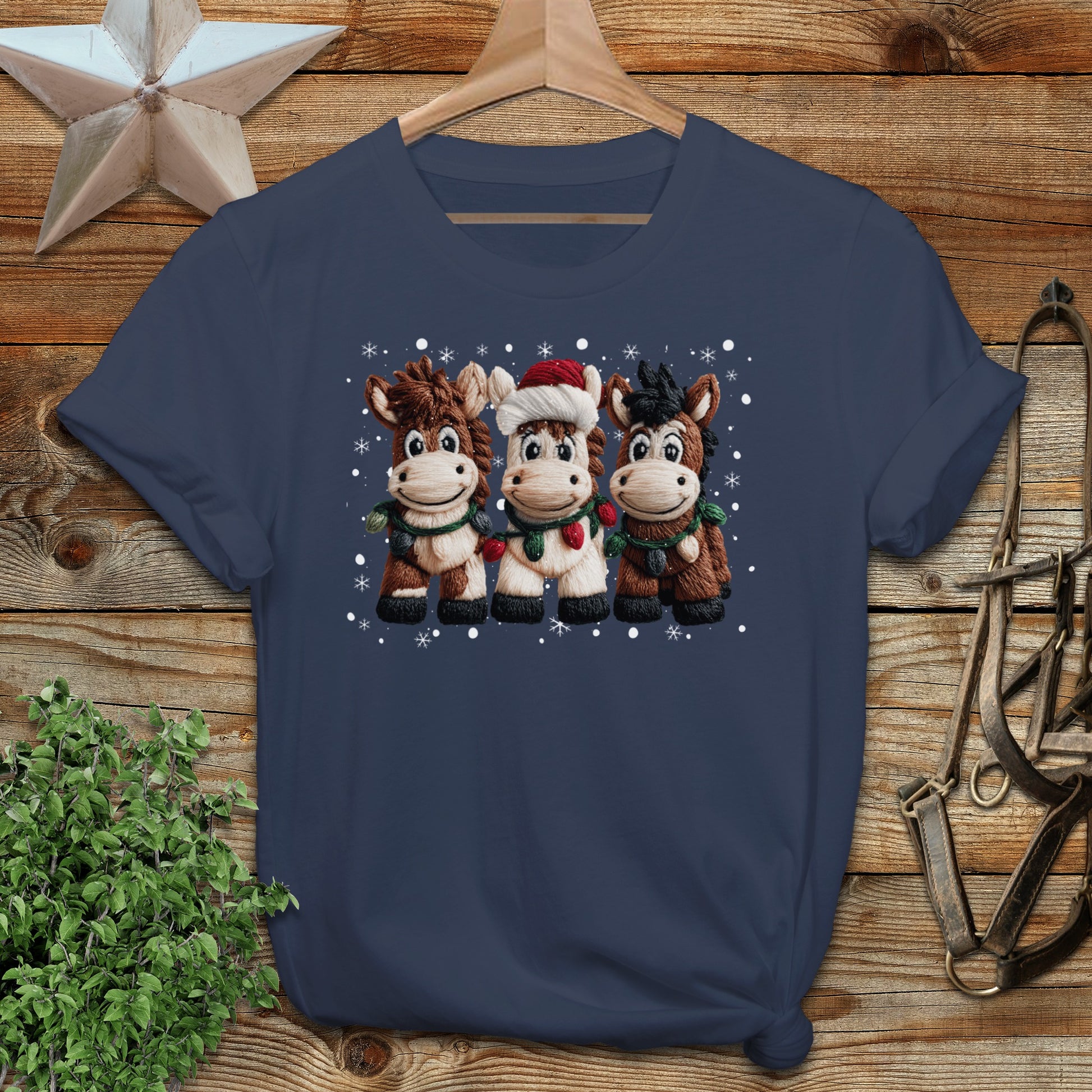 Faux Yarn Christmas Horse Softstyle Tee