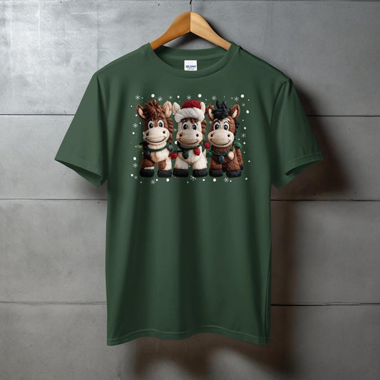 Faux Yarn Christmas Horse Softstyle Tee