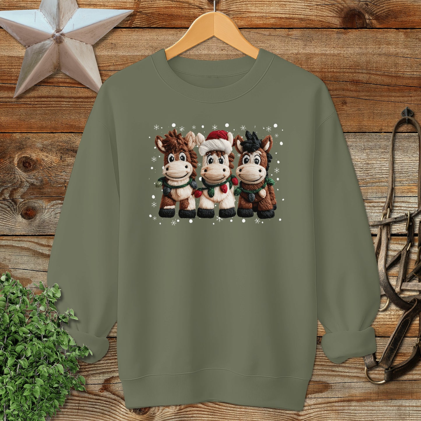 Faux Yarn Christmas Horse Sweatshirt