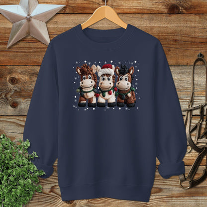 Faux Yarn Christmas Horse Sweatshirt