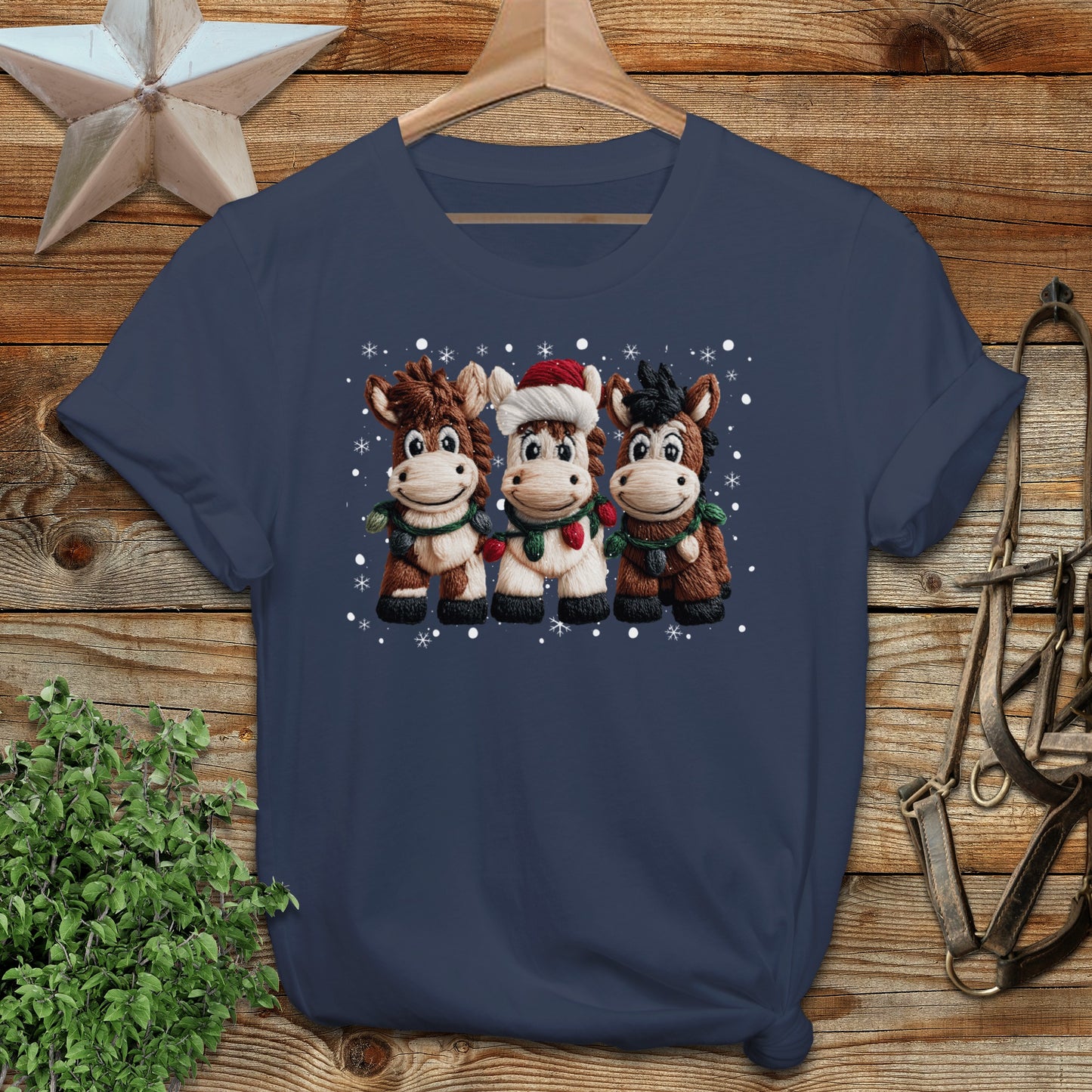 Faux Yarn Christmas Horse T-shirt