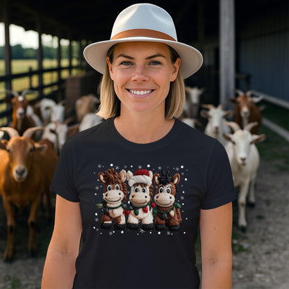 Faux Yarn Christmas Horse T-shirt