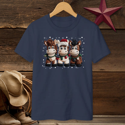 Faux Yarn Christmas Horse T-shirt (Youth)
