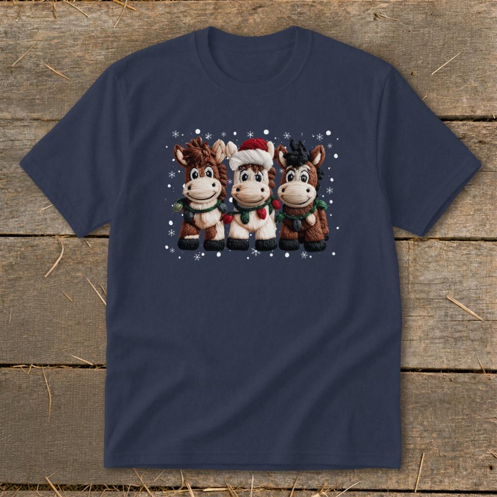 Faux Yarn Christmas Horse Youth Tee