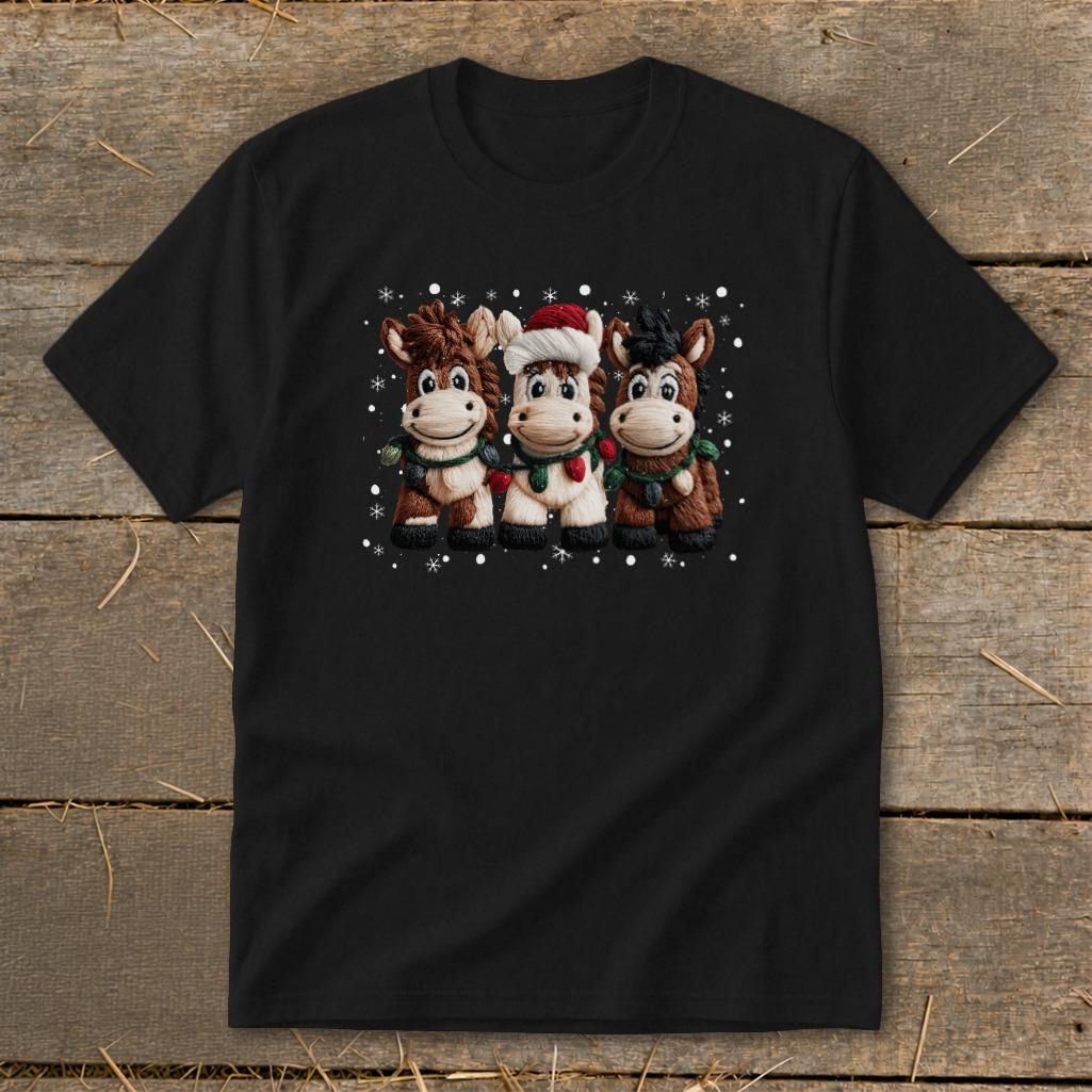 Faux Yarn Christmas Horse Youth Tee