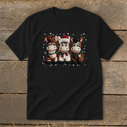 Faux Yarn Christmas Horse Youth Tee