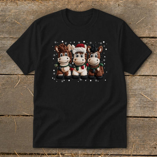 Faux Yarn Christmas Horse Youth Tee
