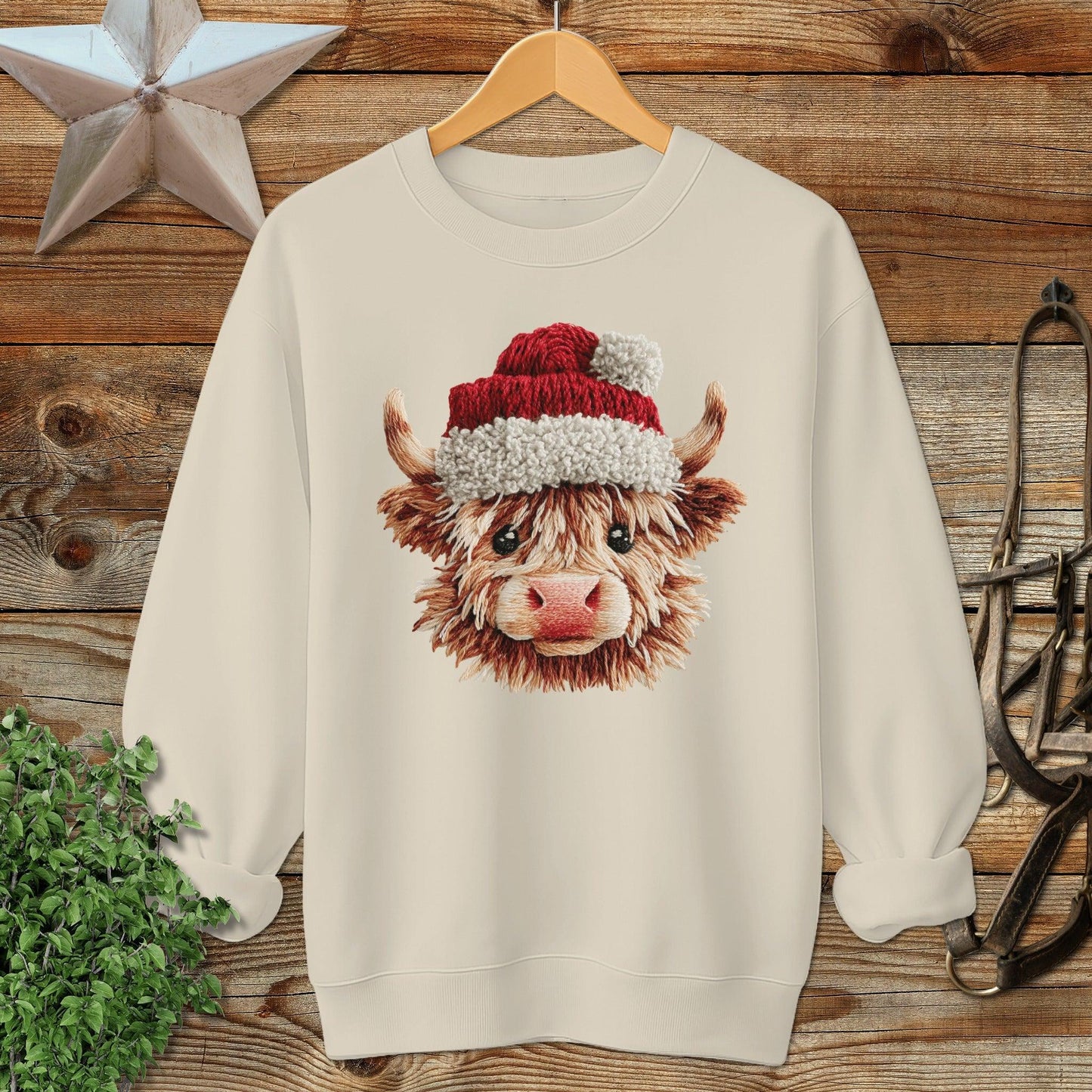 Faux Yarn Cow Sweatshirt