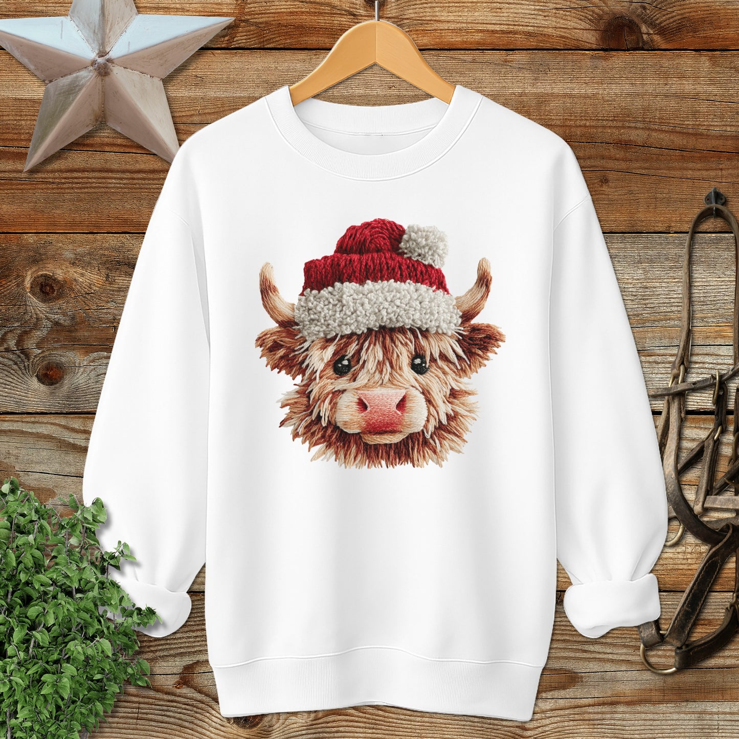 Faux Yarn Cow Sweatshirt