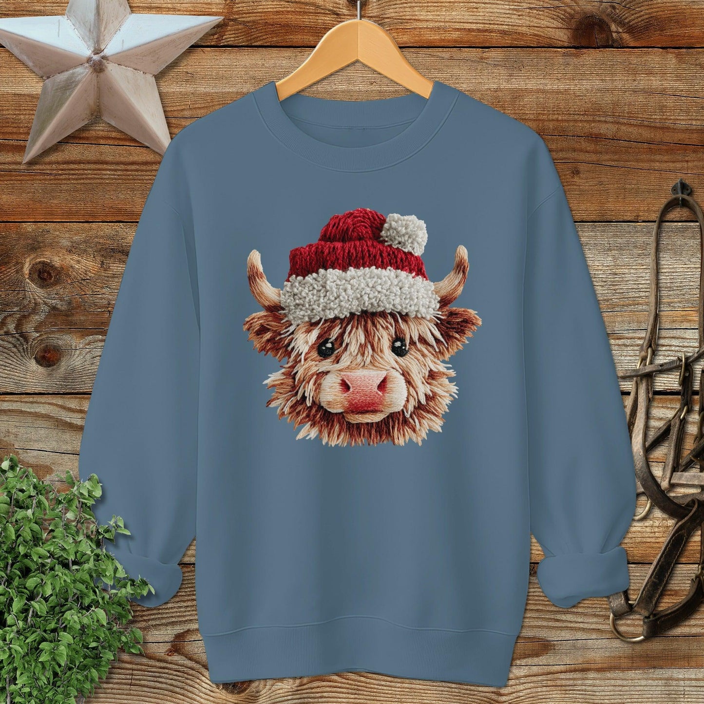 Faux Yarn Cow Sweatshirt