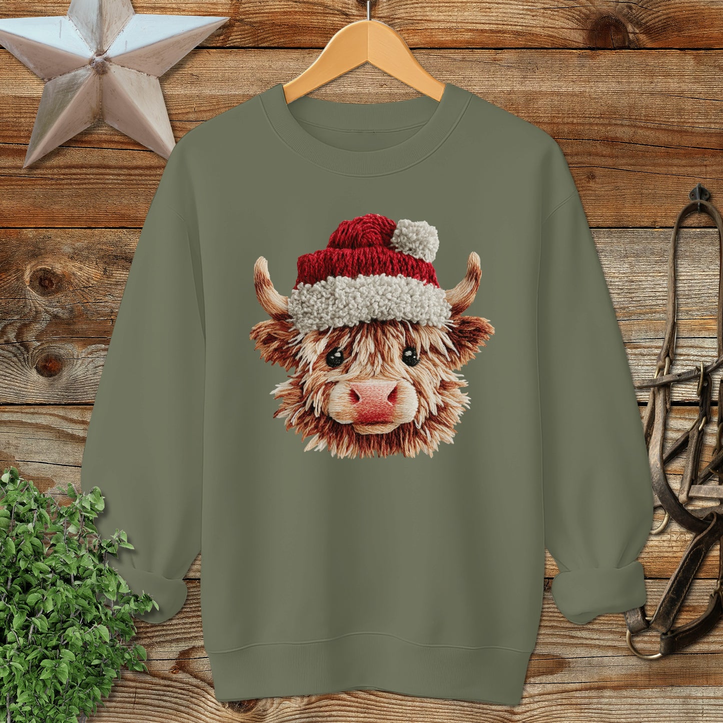 Faux Yarn Cow Sweatshirt