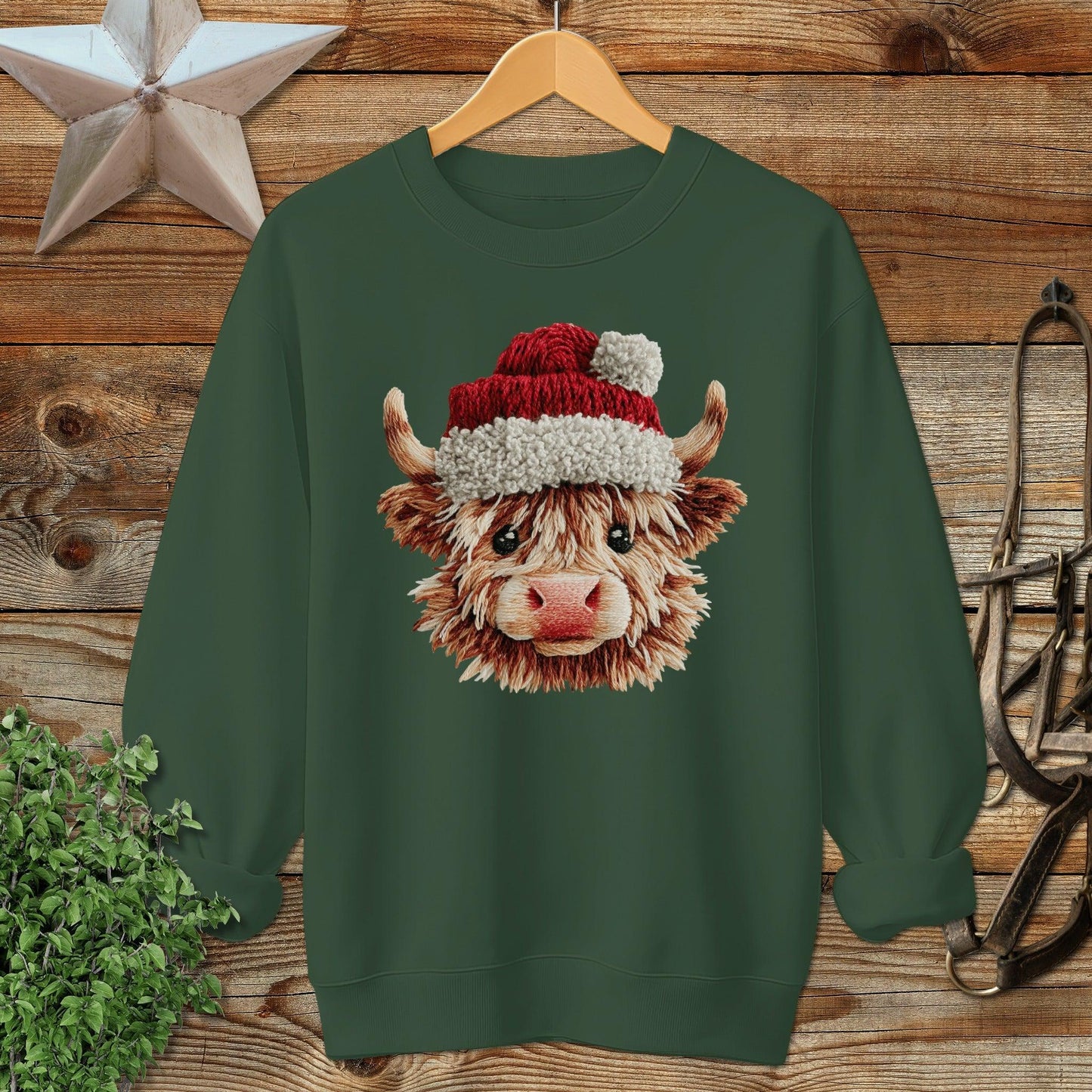 Faux Yarn Cow Sweatshirt