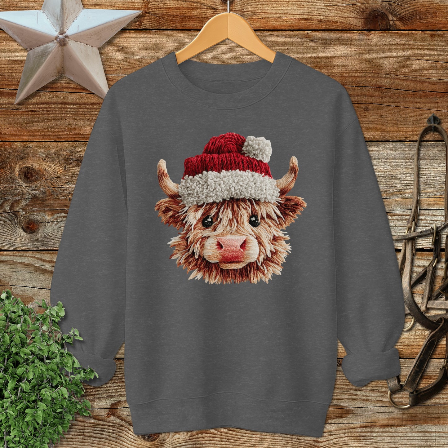 Faux Yarn Cow Sweatshirt