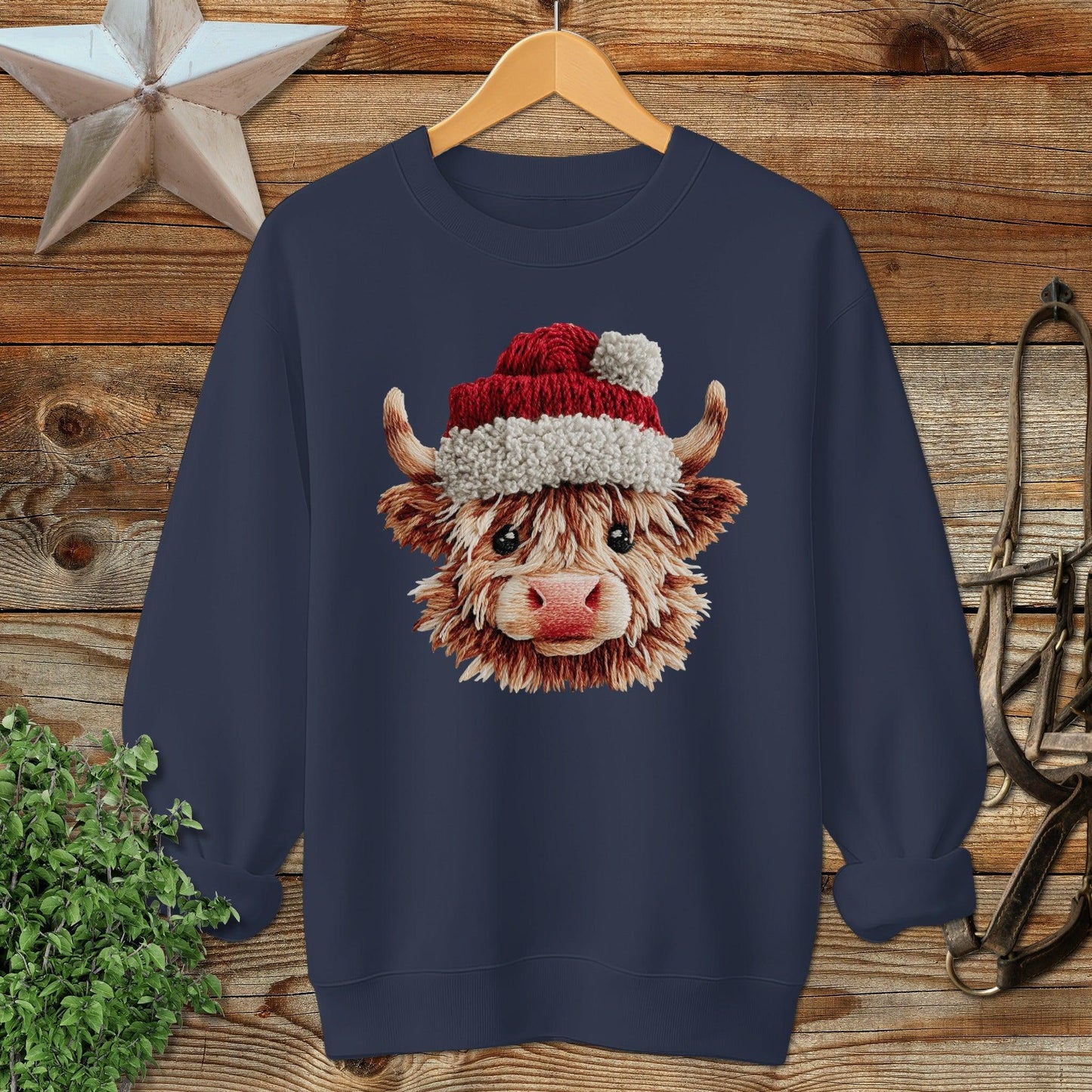 Faux Yarn Cow Sweatshirt