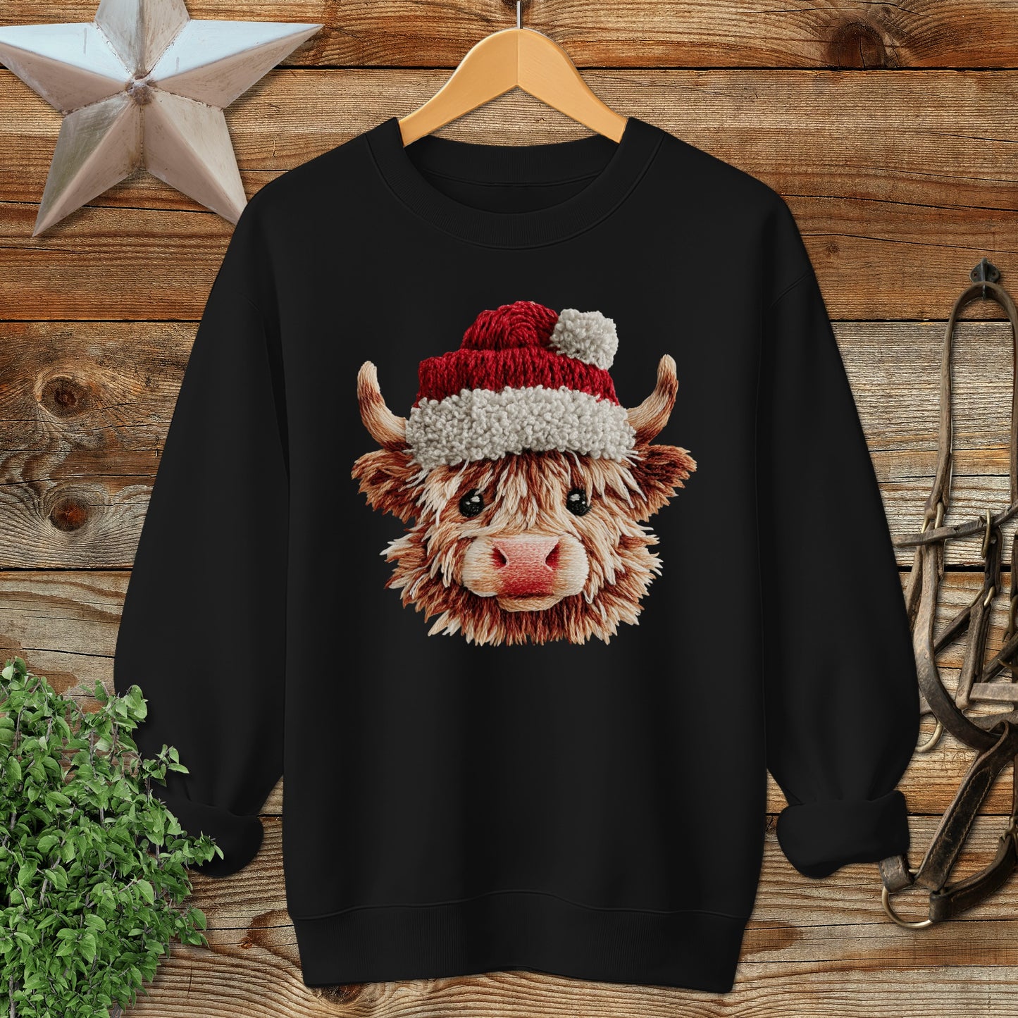 Faux Yarn Cow Sweatshirt