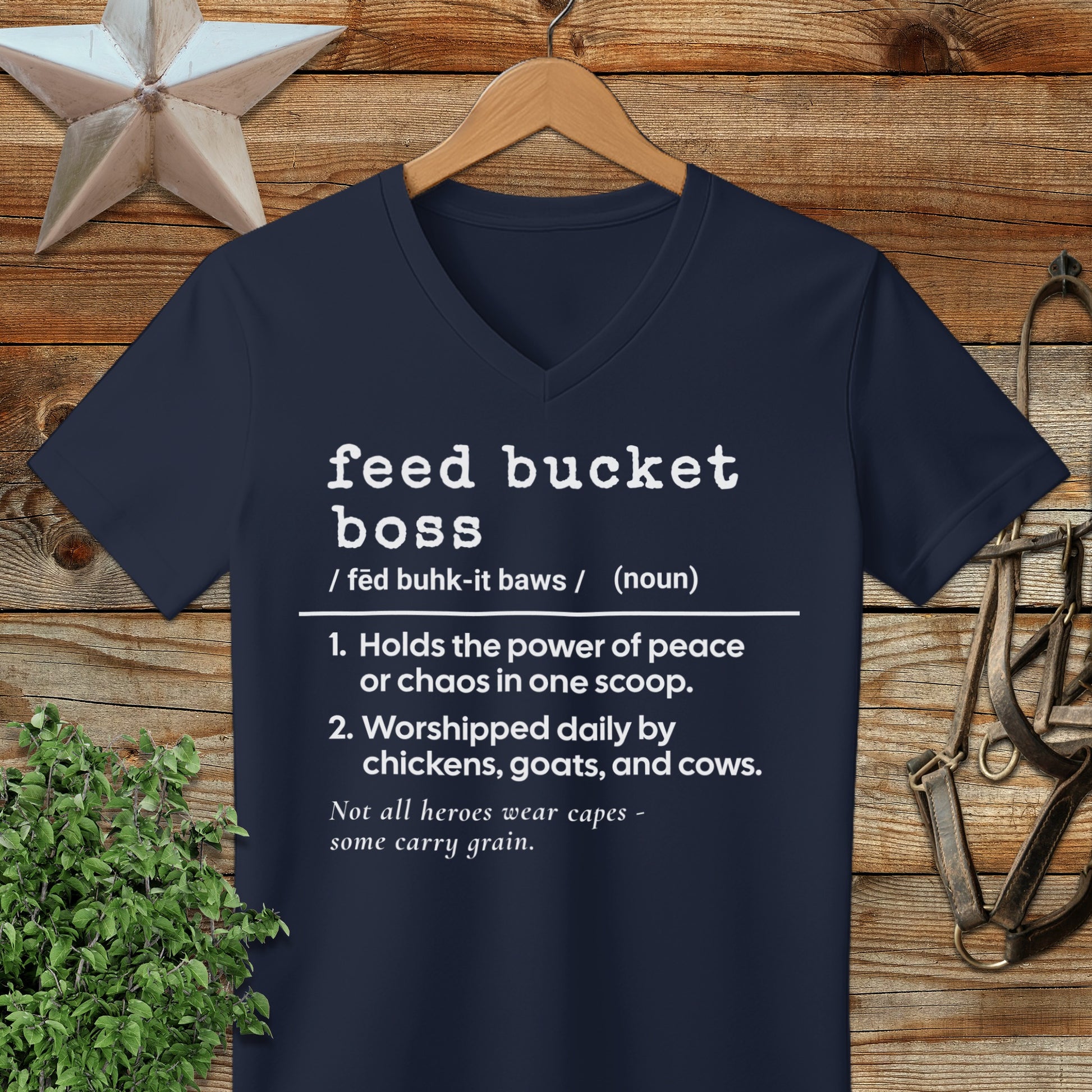 Feed Bucket Boss Definition V-neck