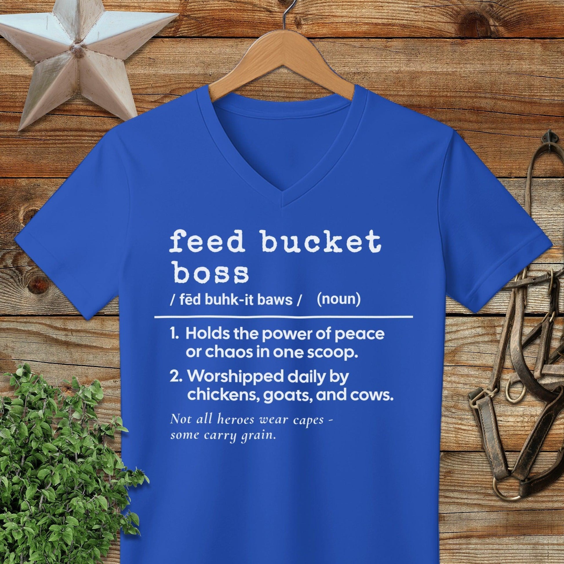 Feed Bucket Boss Definition V-neck