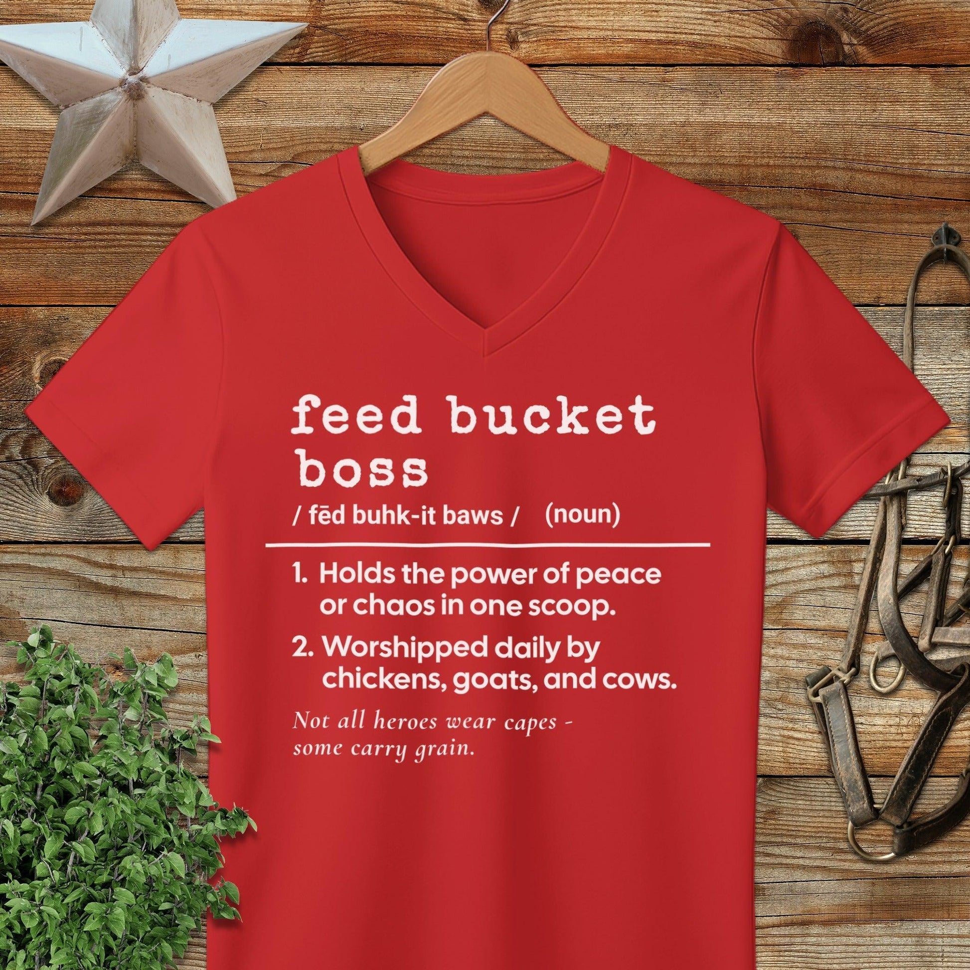 Feed Bucket Boss Definition V-neck