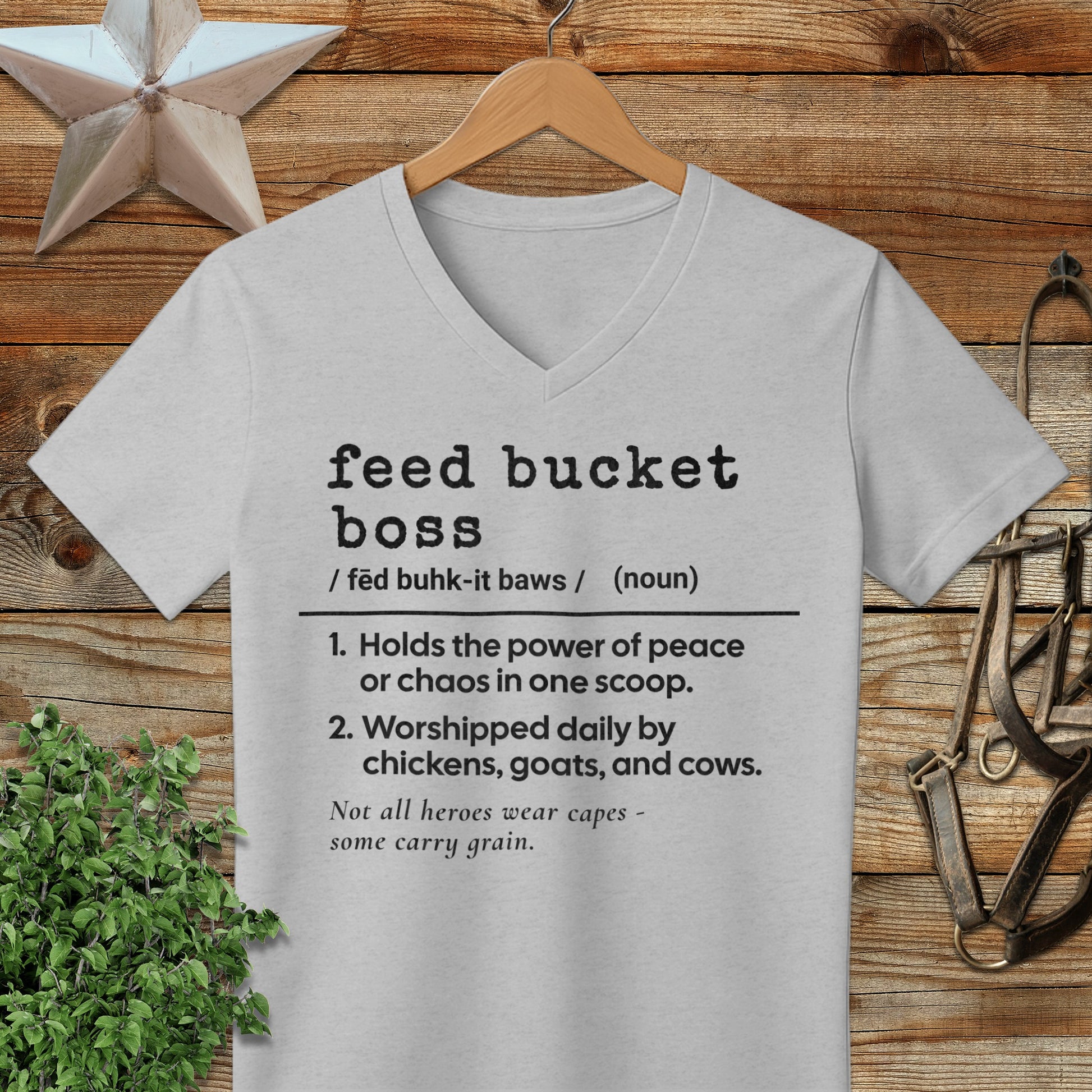Feed Bucket Boss Definition V-neck