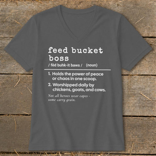 Feed Bucket Boss Definition V-neck - Asphalt