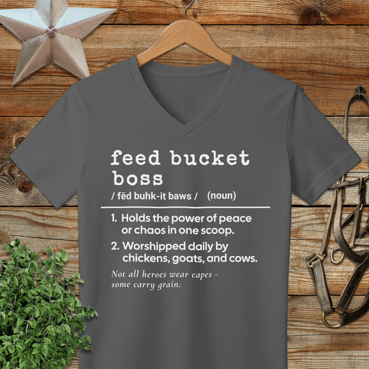 Feed Bucket Boss Definition V-neck