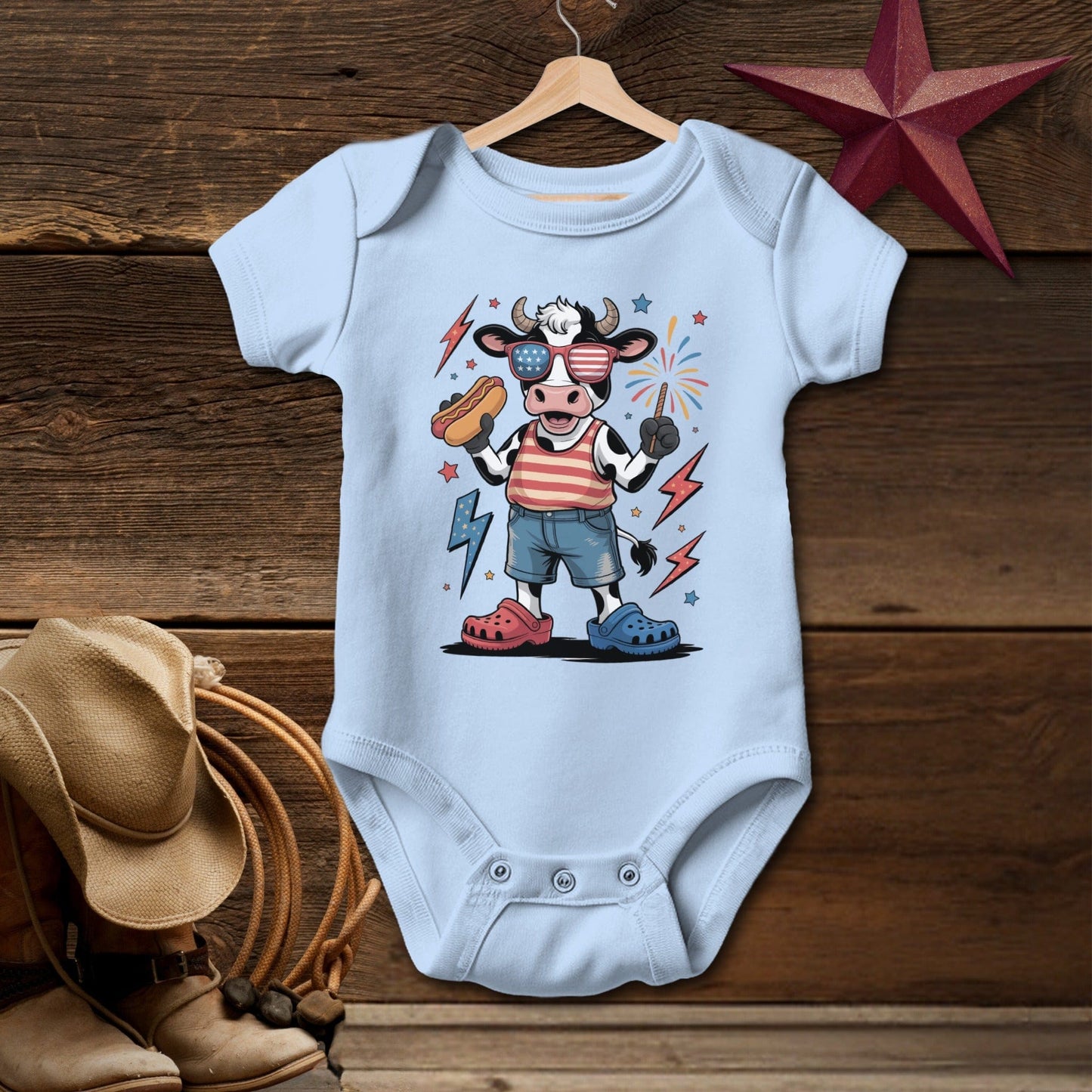 Festive 4th Cow Bodysuit (Baby)