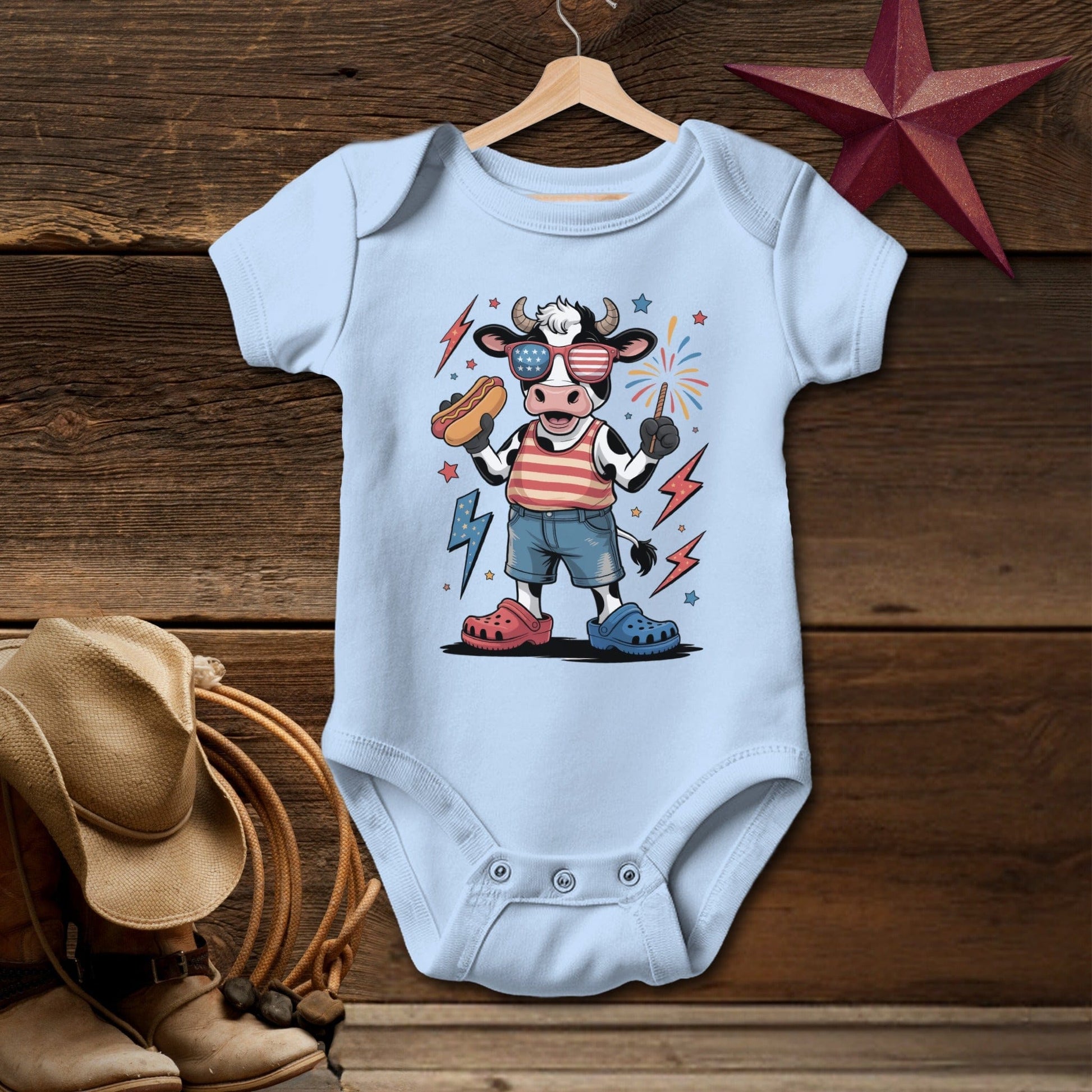 Festive 4th Cow Bodysuit (Baby)