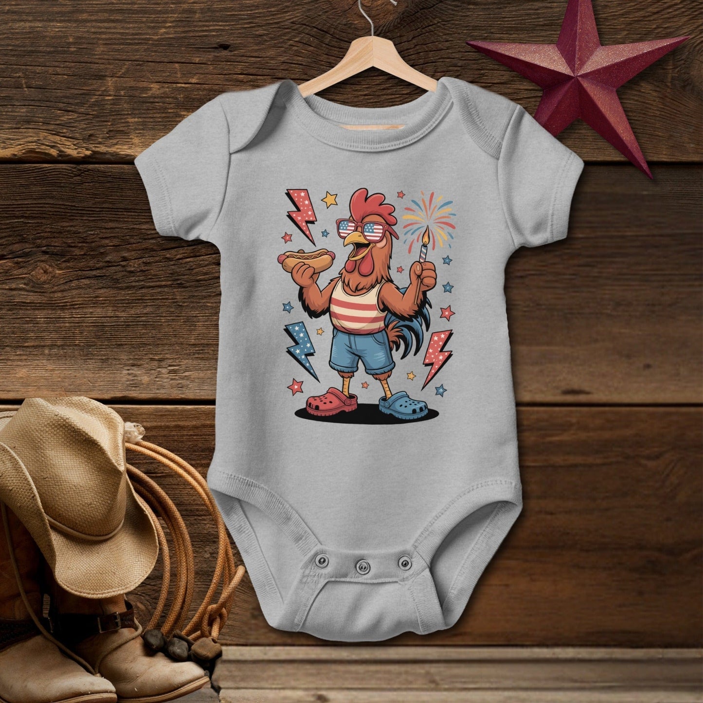 Festive 4th Rooster Bodysuit (Baby)