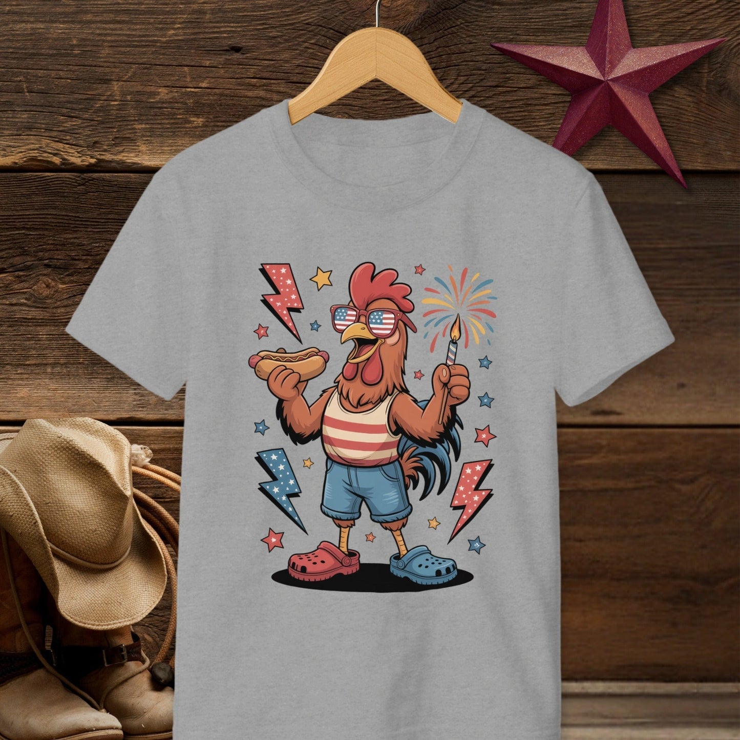 Festive 4th Rooster T-shirt (Youth)