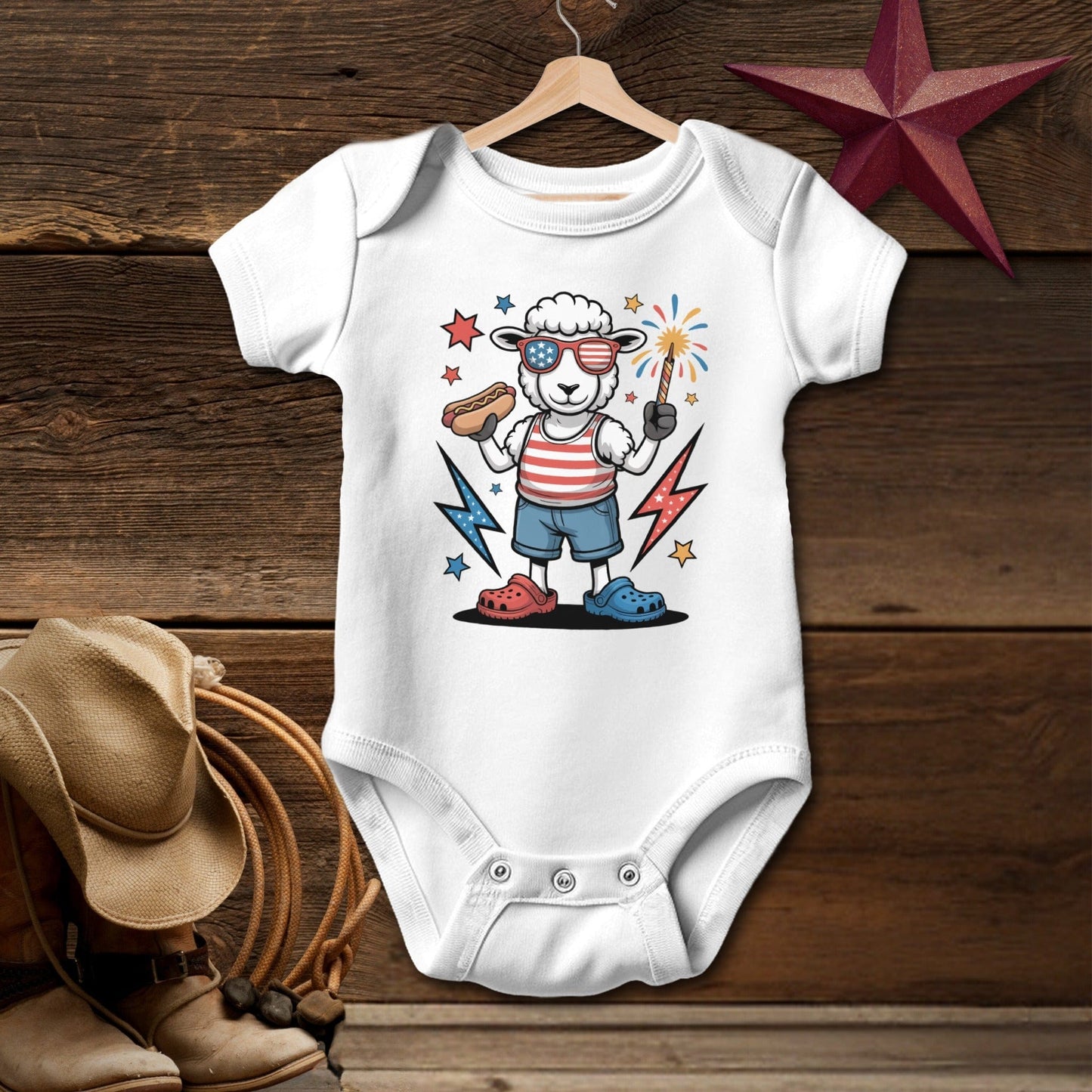 Festive 4th Sheep Bodysuit (Baby)
