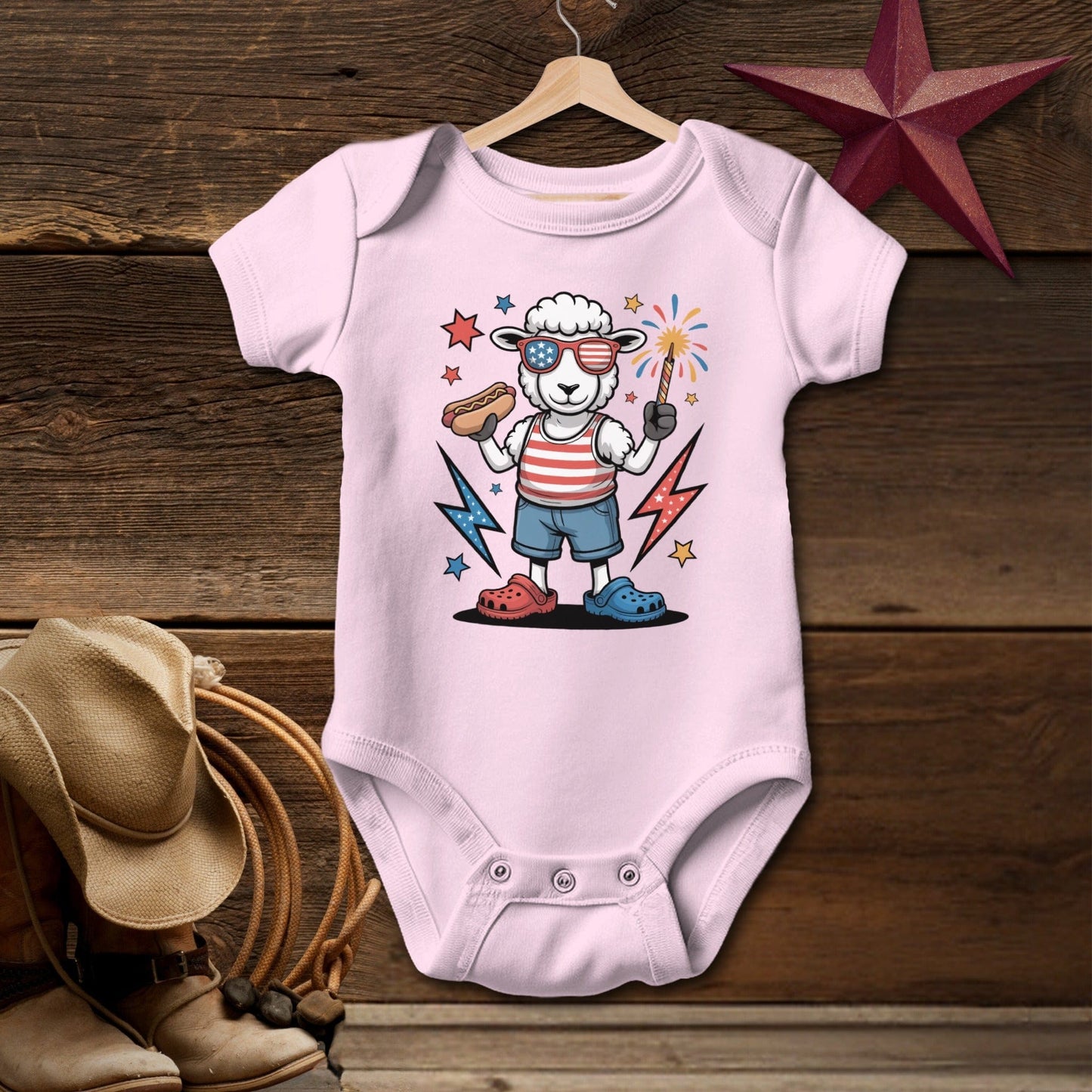 Festive 4th Sheep Bodysuit (Baby)
