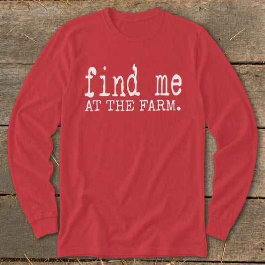 Find Me at the Farm Long Sleeve Tee - Red
