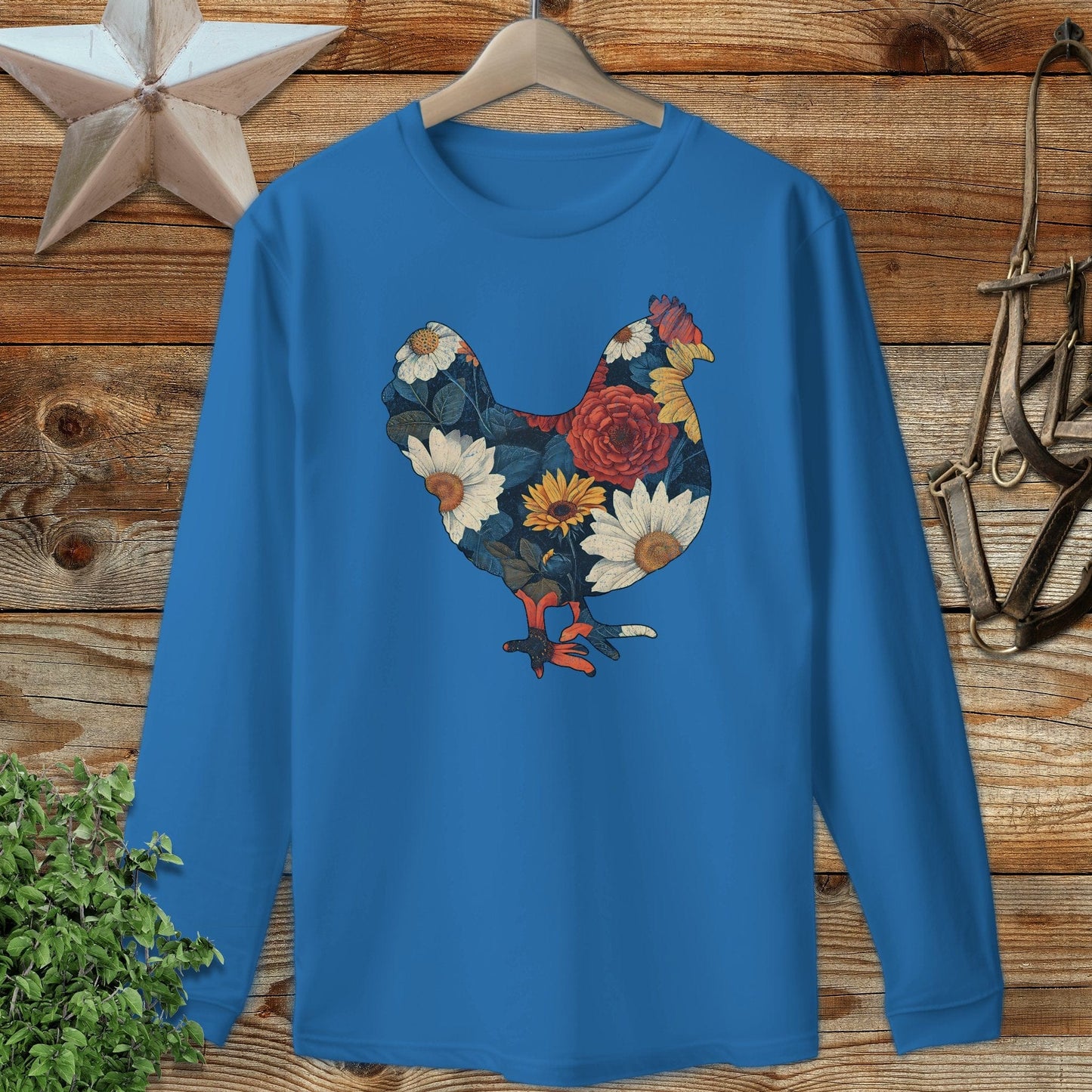 Floral Chicken Long Sleeve Tee