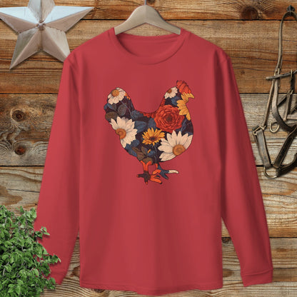 Floral Chicken Long Sleeve Tee