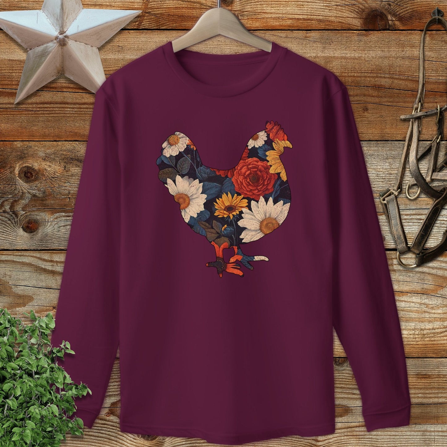 Floral Chicken Long Sleeve Tee