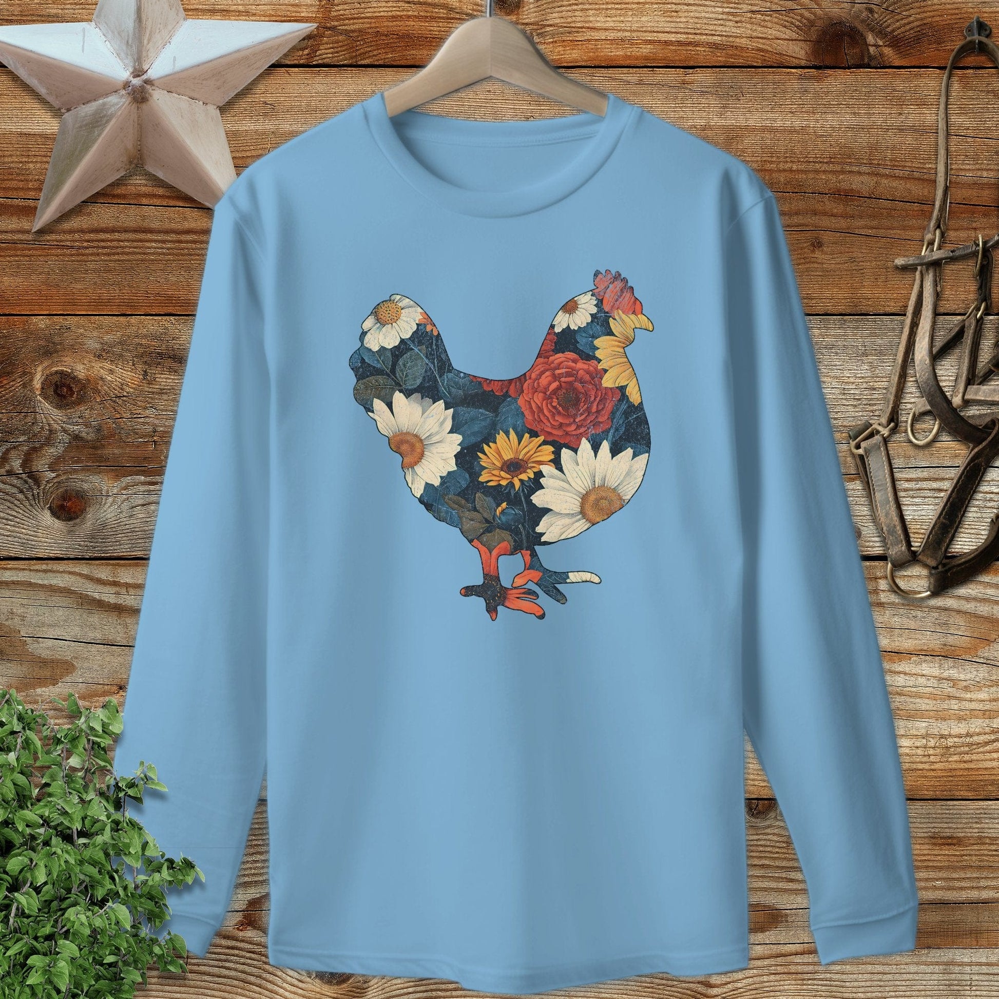 Floral Chicken Long Sleeve Tee