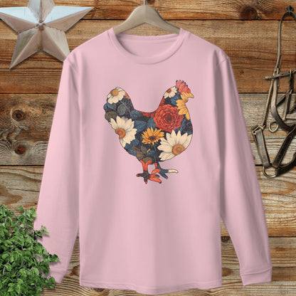 Floral Chicken Long Sleeve Tee