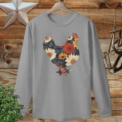 Floral Chicken Long Sleeve Tee