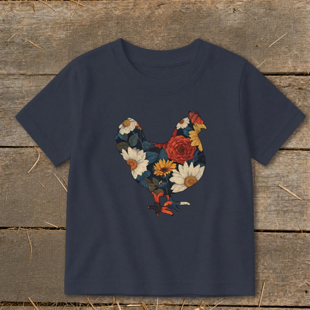 Floral Chicken Toddler Tee