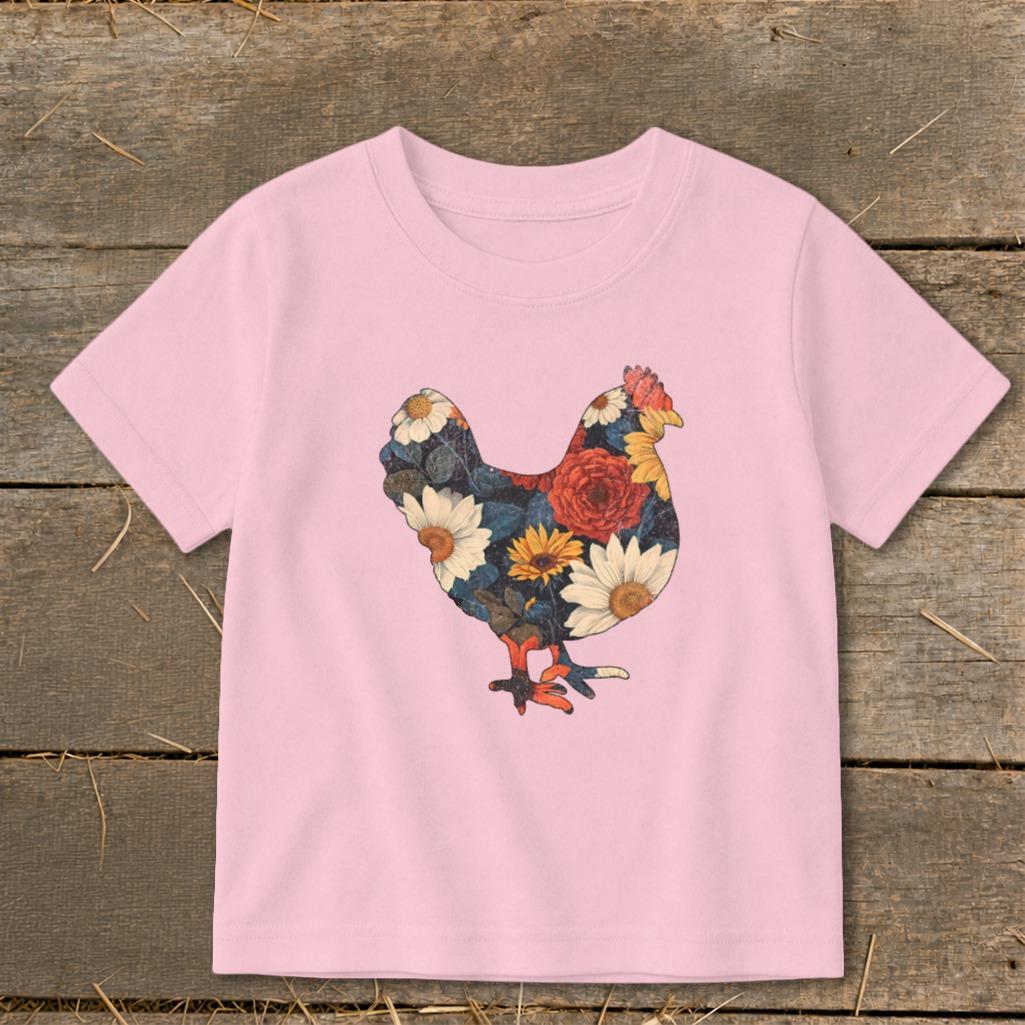 Floral Chicken Toddler Tee
