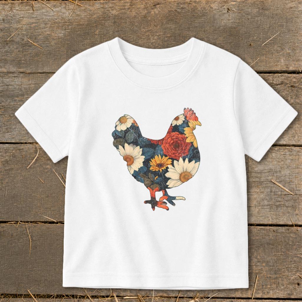 Floral Chicken Toddler Tee