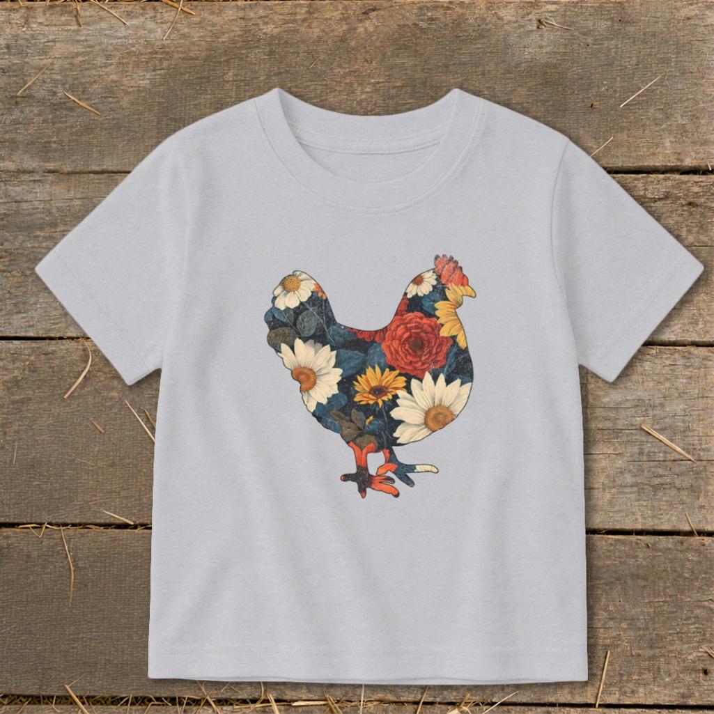 Floral Chicken Toddler Tee