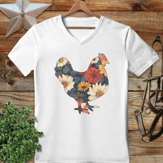 Floral Chicken V-neck