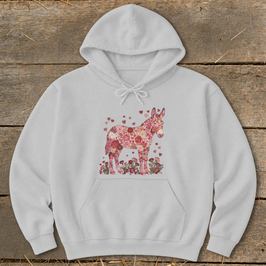 Flowers  Hearts - Donkey Hoodie - Sport Grey